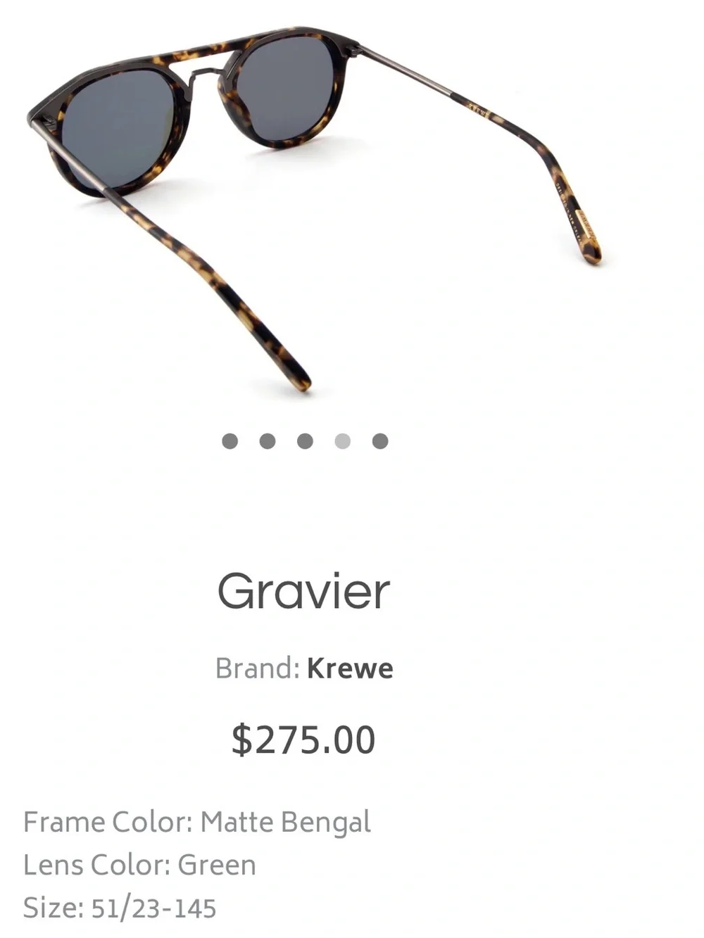 KREWE Gravier Sunglasses - Matte Bengal Tortoise with Green Lenses